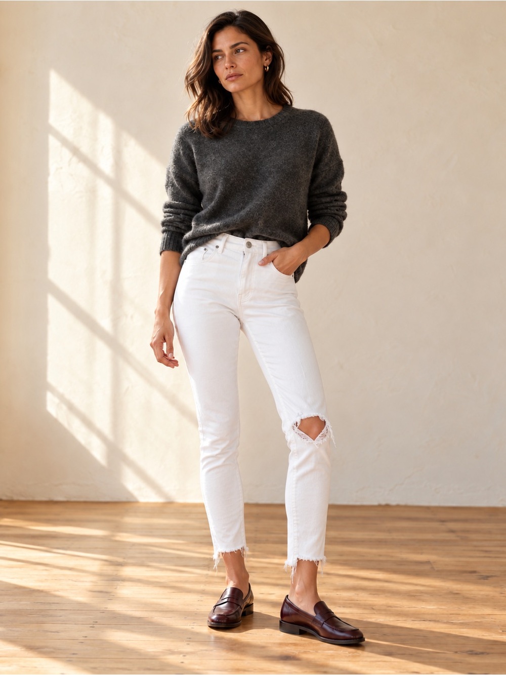 Levi’s 721 White High Rise Skinny Stretch Jeans Raw Hem Sz 27